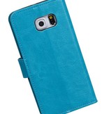 Galaxy S6 bord Etui portefeuille Portefeuille booktype Turquoise