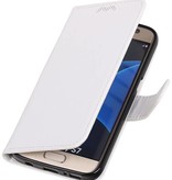Galaxy S7 caja de la carpeta caso de libros cartera blanca