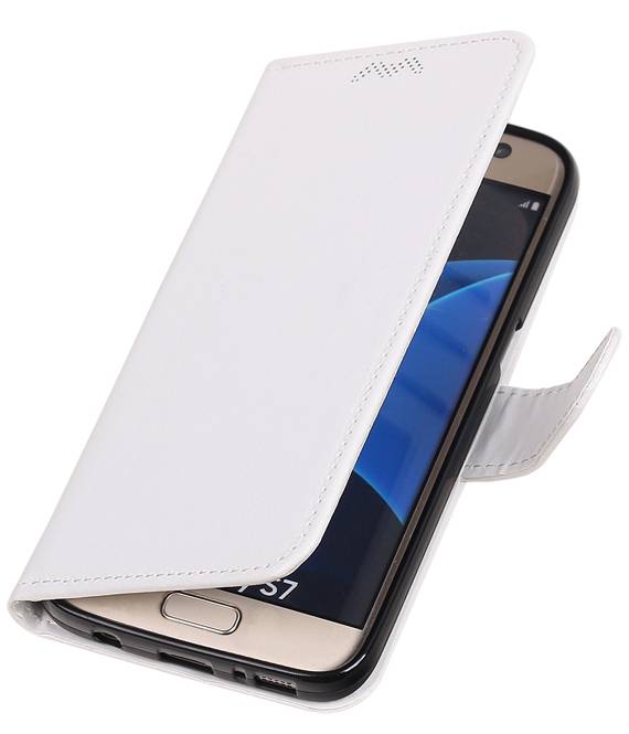 Galaxy S7 caja de la carpeta caso de libros cartera blanca