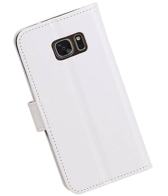 Galaxy S7 Wallet cas étui portefeuille de type livre blanc