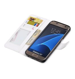 Galaxy S7 caja de la carpeta caso de libros cartera blanca