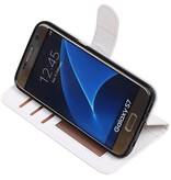 Galaxy S7 Wallet cas étui portefeuille de type livre blanc