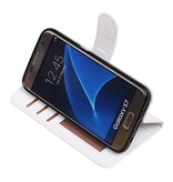 Galaxy S7 cassa del raccoglitore caso Tipo di libri portafoglio Bianco