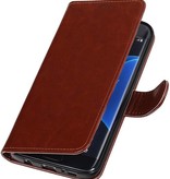 Galaxy S7 bord Type de livre de étui portefeuille portefeuille affaire Brown