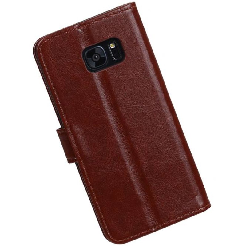 Galaxy S7 bord Type de livre de étui portefeuille portefeuille affaire Brown
