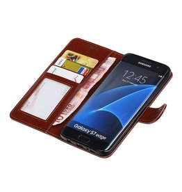 Galaxy S7 bord Type de livre de étui portefeuille portefeuille affaire Brown