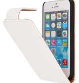 Litchi Classic Case Flip pour iPhone 5 blanc