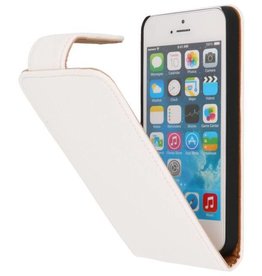 Litchi Classic Flip Hoes voor iPhone 5 Wit