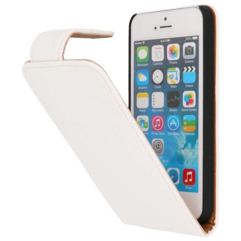 Litchi Klassische Flip Case für iPhone 5 White