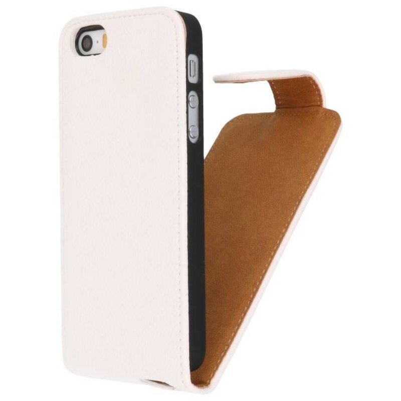 Litchi Klassische Flip Case für iPhone 5 White