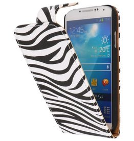Zebra Classic Flip Hoes voor Galaxy S4 i9500 Wit