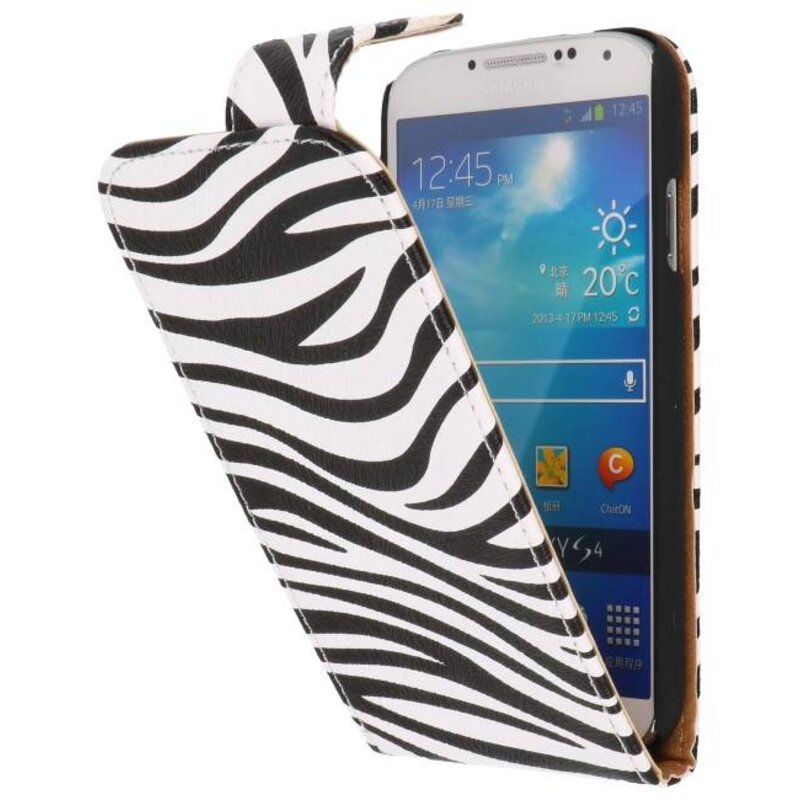 Zebra Classic Flip Taske til Galaxy S4 i9500 Hvid