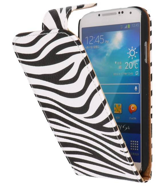 El caso del tirón cebra clásico para i9500 Galaxy S4 Blanca