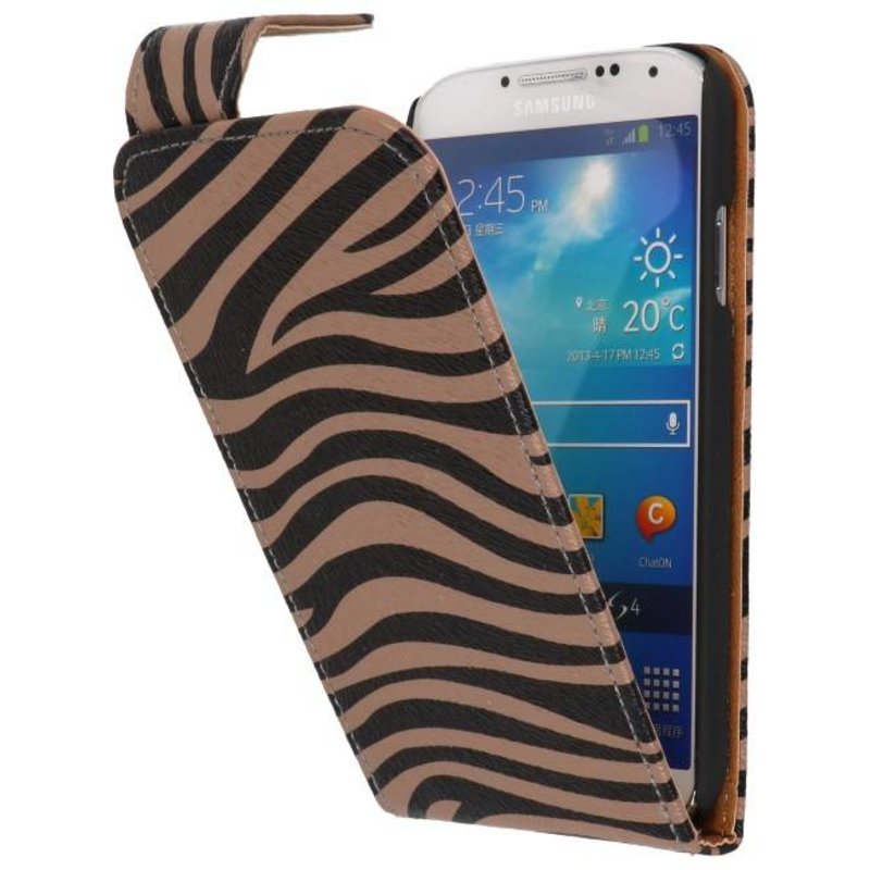 Zebra Classic Flip Taske til Galaxy S4 i9500 Grå