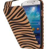 Zebra Classic Flip Taske til Galaxy S4 i9500 Brown