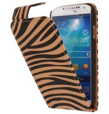 Zebra Classic Flip Hoes voor Galaxy S4 i9500 Bruin