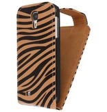 Zebra Classic Flip Hoes voor Galaxy S4 i9500 Bruin