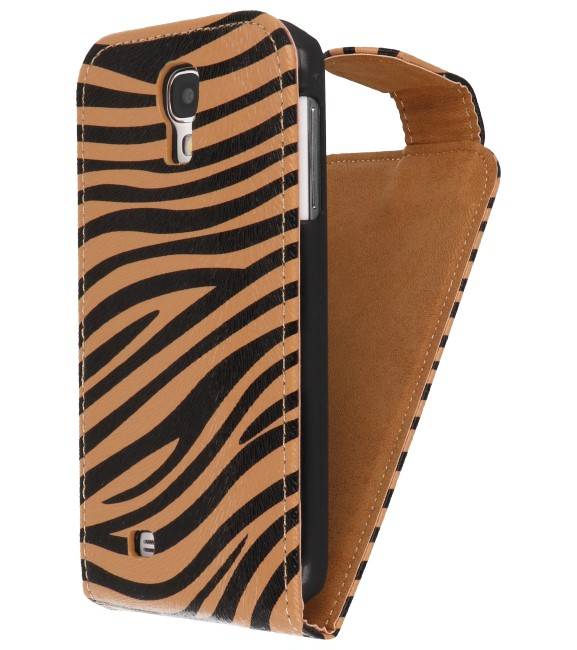 Zebra Classic Flip Taske til Galaxy S4 i9500 Brown