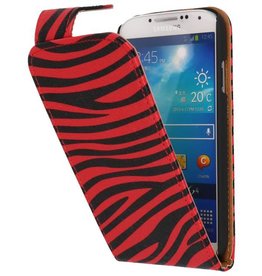 El caso del tirón cebra clásico para i9500 Galaxy S4 Rojo