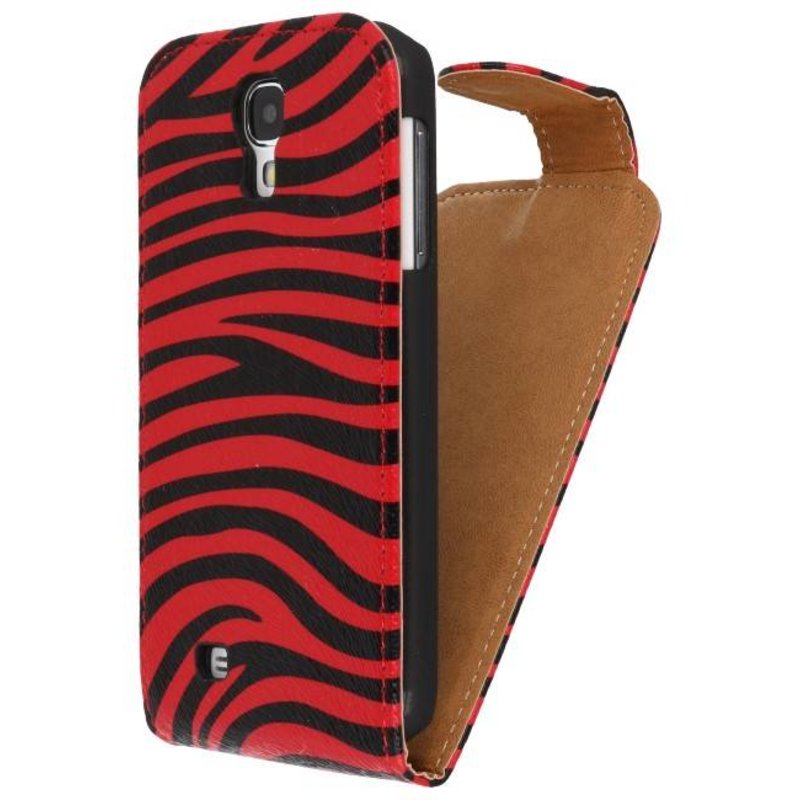 Flip Case Zebra classica per i9500 Galaxy S4 Red