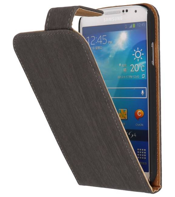 Wood Classic Flip Hoes voor Galaxy S4 i9500 Grijs
