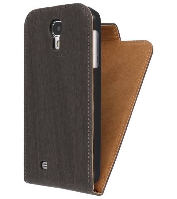Holz Klassisches Flip Case für Galaxy S4 i9500 Grau