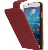 El caso del tirón de madera clásico para i9500 Galaxy S4 Rojo