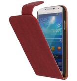 Wood Classic Flip Case for Galaxy S4 i9500 Red