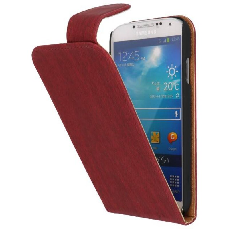 Flip Case di legno classica per i9500 Galaxy S4 Red