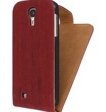 Wood Classic Flip Hoes voor Galaxy S4 i9500 Rood