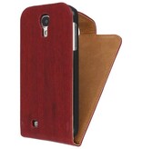 Wood Classic Flip Hoes voor Galaxy S4 i9500 Rood