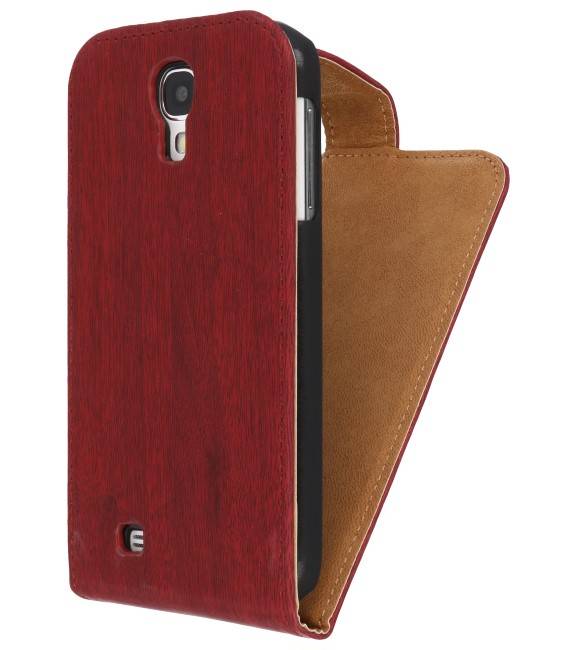 Wood Classic Flip Case for Galaxy S4 i9500 Red
