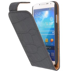 Klassisk krokodille Flip Taske til Galaxy S4 i9500 Sort
