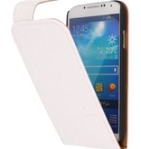 Klassisk krokodille Flip Taske til Galaxy S4 i9500 Hvid