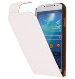 Klassisk krokodille Flip Taske til Galaxy S4 i9500 Hvid