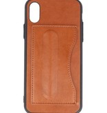 Standing TPU Wallet Case voor iPhone X Bruin