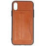 Standing TPU Wallet Case for iPhone X Brown