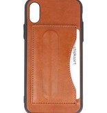 Standing TPU Wallet Case voor iPhone X Bruin