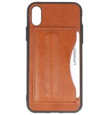 De pie caja de la carpeta de TPU para el iPhone Brown X