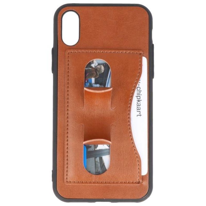 De pie caja de la carpeta de TPU para el iPhone Brown X