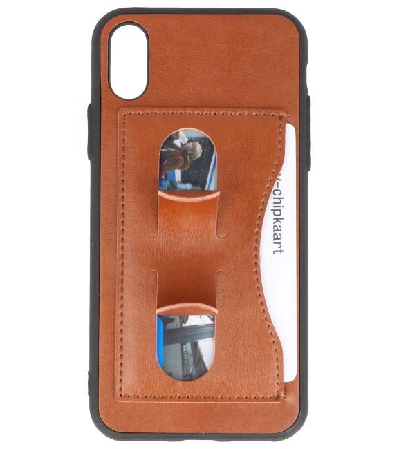 Standing TPU Wallet Case for iPhone X Brown