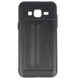 Stående TPU Wallet Taske til Galaxy J3 / J3 2016 Sort