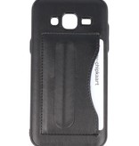 Stående TPU Wallet Taske til Galaxy J3 / J3 2016 Sort