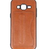 Stående TPU Wallet Taske til Galaxy J3 / J3 2016 Brown