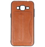 Standing TPU Wallet Case for Galaxy J3 / J3 2016 Brown