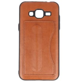 Stående TPU Wallet Taske til Galaxy J3 / J3 2016 Brown