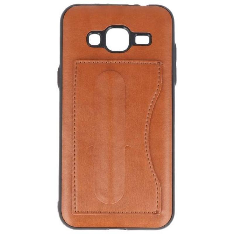 Standing TPU Wallet Case for Galaxy J3 / J3 2016 Brown