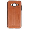 Debout étui portefeuille TPU pour Galaxy J3 / 2016 Brown J3