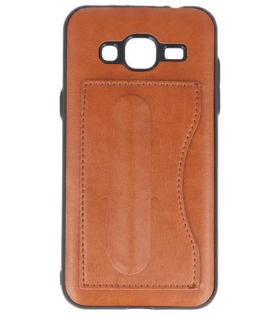 Stående TPU Wallet Taske til Galaxy J3 / J3 2016 Brown