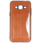 De pie caja de la carpeta de TPU para la galaxia J3 / J3 2016 Brown